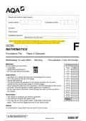 2023 AQA GCSE MATHEMATICS 8300/3F Foundation Tier Paper 3 Calculator Question Paper & Mark scheme (Merged) June 2023 [VERIFIED]