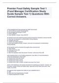 Premier Food Safety Sample Test 1 (Food Manager Certification Study Guide Sample Test 1) Questions