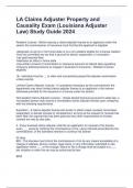 LA Claims Adjuster Property and Causality Exam (Louisiana Adjuster Law) Study Guide 2024 