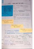 Complete handwritten notes on cell chapter from biology class 11 