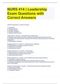 NURS 414 | Leadership Exam Questions with Correct Answers