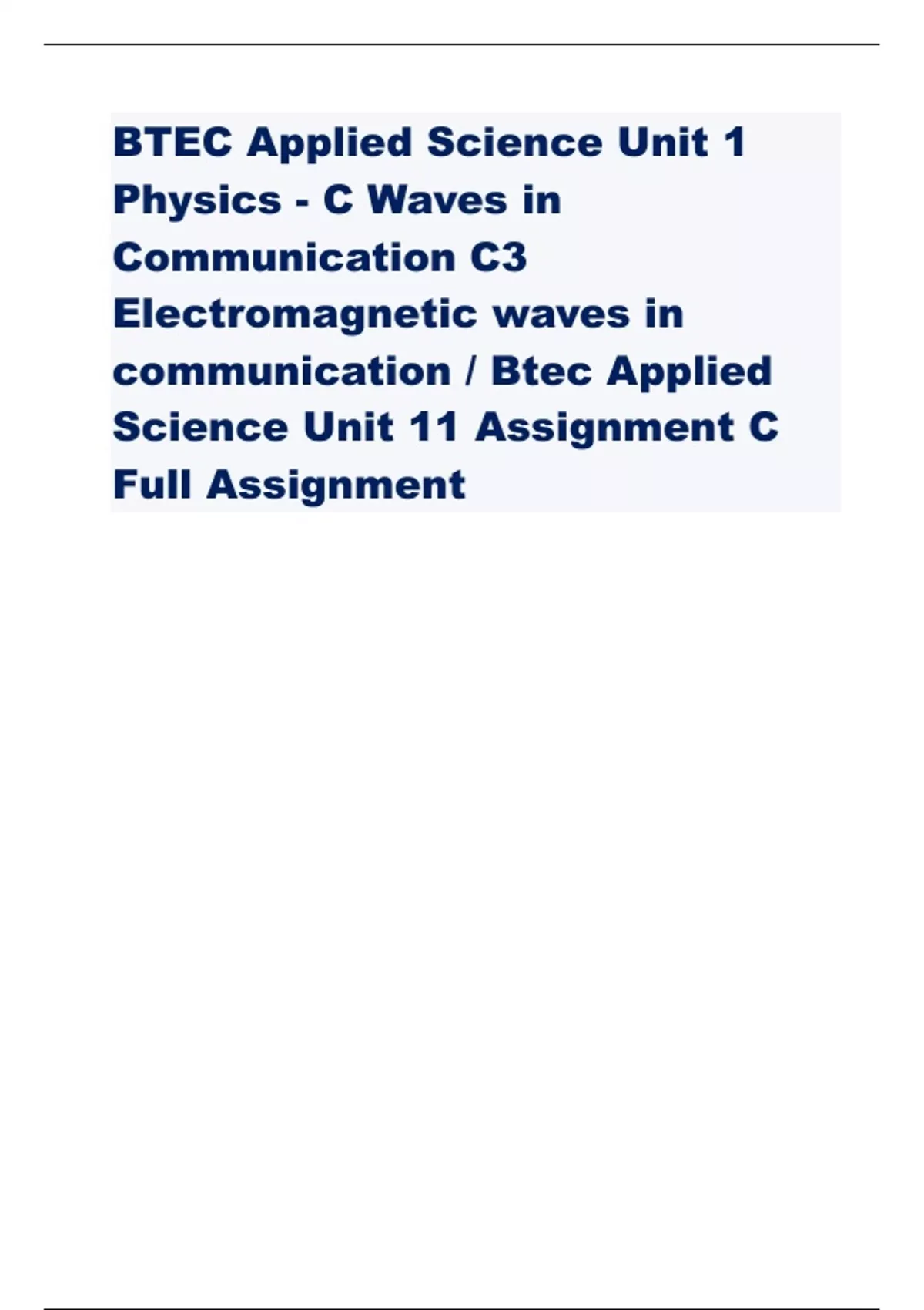 btec applied science unit 11 assignment c