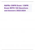 NAPRx CNPR Exam / CNPR Exam WITH 160 Questions and Answers 2022-2024   