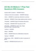 UCI Bio 93 Midterm 1 Prep Test Questions With Answers