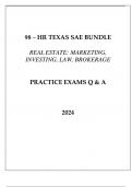 98 - HR TEXAS SAE BUNDLE REAL ESTATE ( MARKETING, INVESTING, LAW, BROKERAGE ) EXAMS Q & A 2024