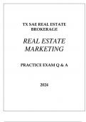 TX - SAE REAL ESTATE MARKETING PRACTICE EXAM Q & A 2024