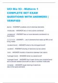 UCI Bio 93 - Midterm 1 COMPLETE SET EXAM QUESTIONS WITH ANSWERS | VERIFIED