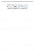 HSRV 311 Unit 1 - Notes on Unit 1 Practice and Policy in the Human Services (Athabasca University)