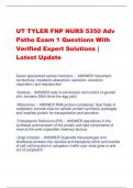 UT TYLER FNP NURS 5350 Adv Patho Exam 1 Questions With Verified Expert Solutions | Latest Update