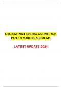 AQA JUNE 2024 BIOLOGY AS LEVEL 7401 PAPER 1 MARKING SHEME MS LATEST UPDATE 2024