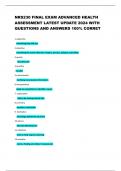 NRS230 FINAL EXAM ADVANCED HEALTH ASSESSMENT LATEST UPDATE 2024 WITH QUESTIONS AND ANSWERS 100% CORRET 