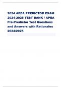 2024 APEA PREDICTOR EXAM 2024-2025 TEST BANK / APEA Pre-Predictor Test Questions and Answers with Rationales 2024/2025 