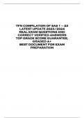 TFN COMPILATION OF SAS 1 – 23  LATEST UPDATE 2023/2024  REAL EXAM QUESTIONS AND  CORRECT VERIFIED ANSWERS  TOP GRADE SCORE GUARANTEE,  GRADED A+  BEST DOCUMENT FOR EXAM  PREPARATION 