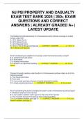 NJ PSI PROPERTY AND CASUALTY EXAM TEST BANK 2024 | 350+ EXAM QUESTIONS AND CORRECT ANSWERS | ALREADY GRADED A+ | LATEST UPDATE