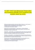   FL DCF Child Care Behavioral Observation and Screening (BOSR) 2019 questions and answers latest top score.