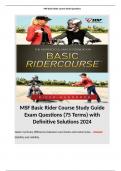 MSF Basic Rider Course Study Guide Exam Questions (75 Terms) with Definitive Solutions 2024