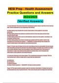 HESI Prep - Health Assessment Practice Exam Test Bank Questions and Answers 2024/2025 (Verified Answers)