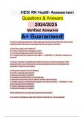 HESI RN Health Assessment  Questions & Answers      2024/2025 Verified Answers A+ Guaranteed!