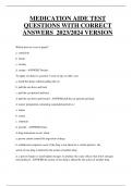 MEDICATION AIDE TEST QUESTIONS WITH CORRECT  ANSWERS 2023/2024 VERSION 