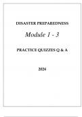 DISASTER PREPAREDNESS MODULE 1 - 3 PRACDISASTER PREPAREDNESS MODULE 1 - 3 PRACTICE QUIZZES Q & A 2024TICE QUIZZES Q & A 2024