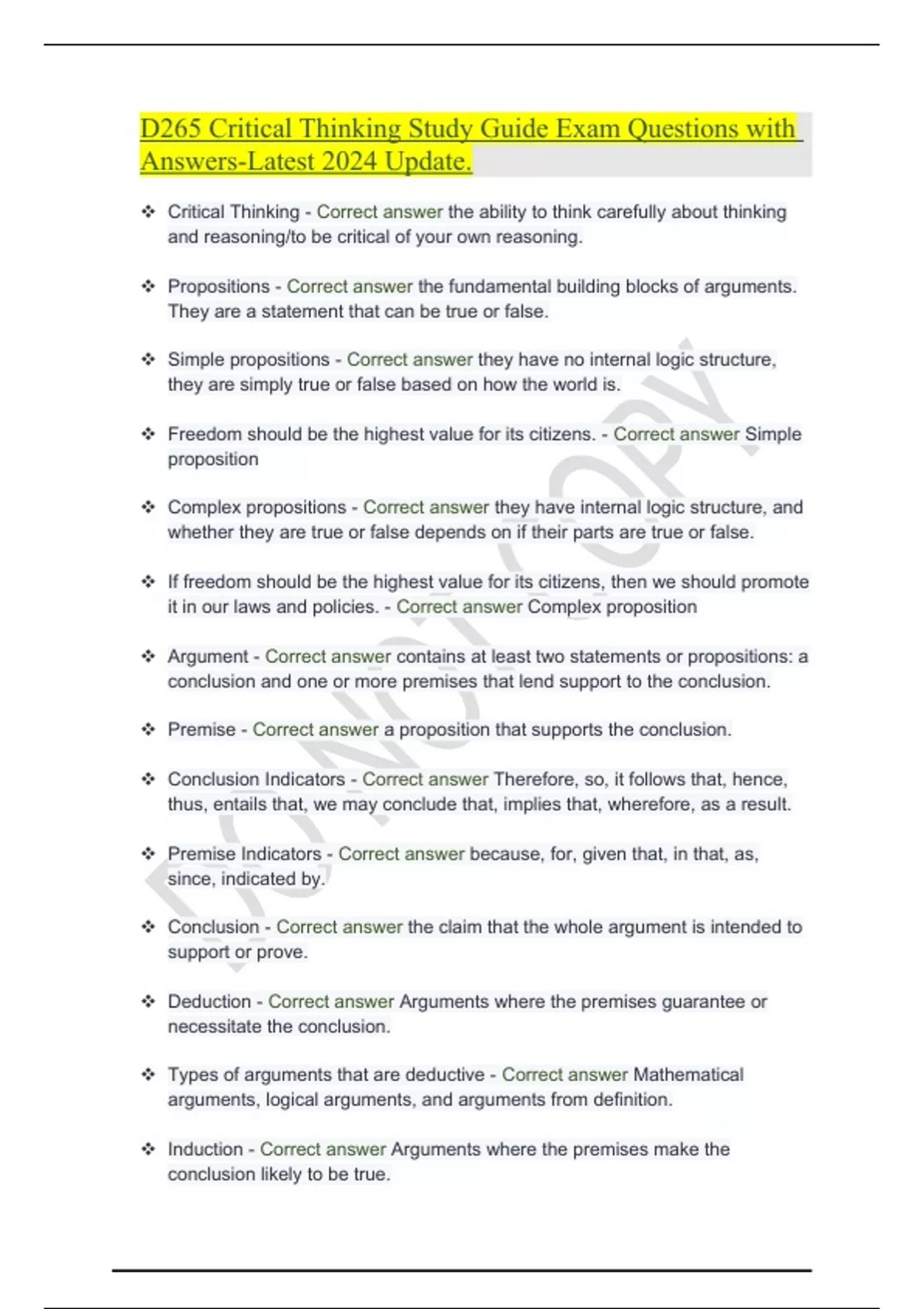 critical thinking reason and evidence d265 study guide