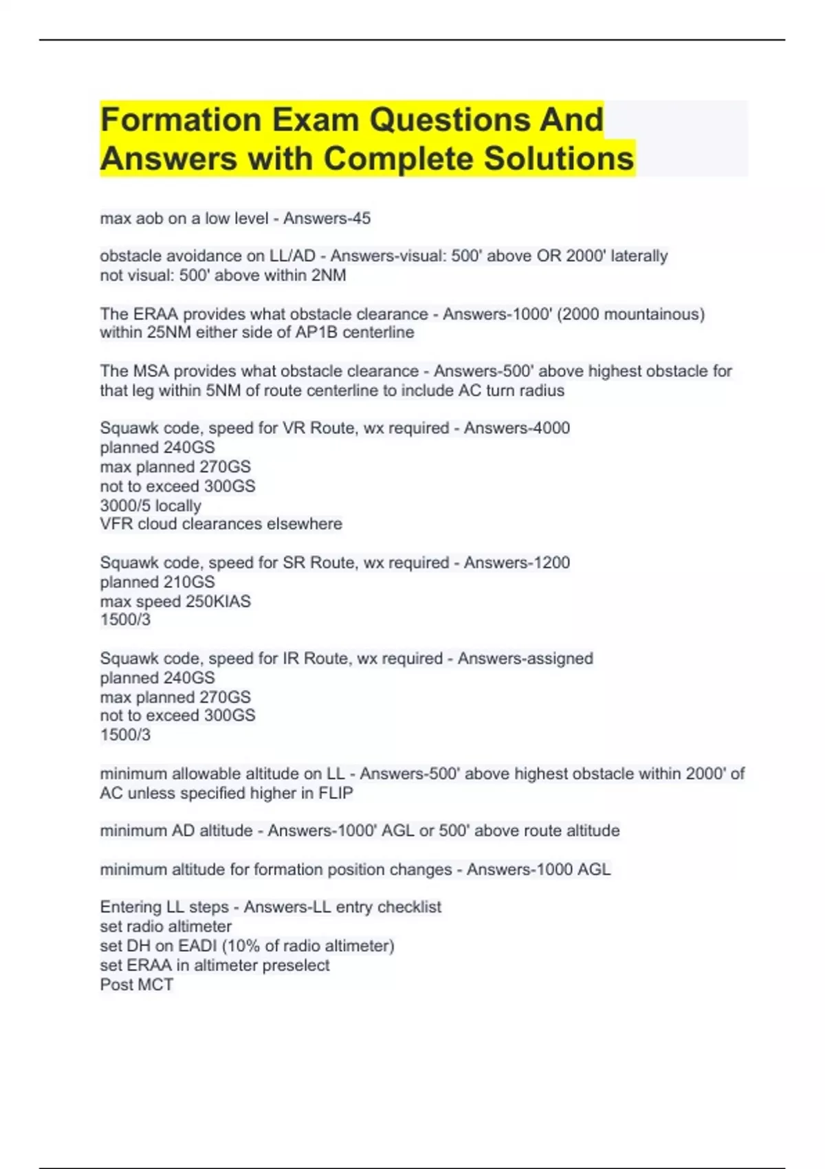 Formation Exam Questions And Answers with Complete Solutions WX