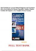 TEST BANK for Current Medical Diagnosis and Treatment 2024, 63rd Edition By Maxine Papadakis, Stephen Mcphee, Verified All Chapters 1-42, Complete Newest Version.