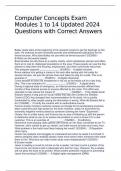 Computer Concepts Exam Modules 1 to 14 Updated 2024 Questions with Correct Answers