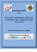 REAL ESTATE BROKERAGE APPRAISAL  & PROPERTY MGT COMPLETE EXAM  Q & A 2024