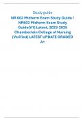 NR 602 Midterm Exam Study Guide / NR602 Midterm Exam Study Guide(V1) Latest, 2023-2025 Chamberlain College of Nursing (Verified) LATEST UPDATE GRADED A+ 