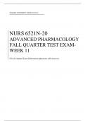ALDEN UNIVERSITY_ NURS 6521N-20, Advanced Pharmacology Fall Quarter Test Exam - Week 11 Exam 