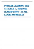 Portage Learning- BIOD  151 Exam 1 / PORTAGE  LEARNING BIOD 151 ALL  EXAMS ANSWER KEY