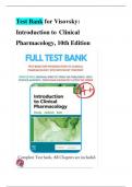 Test Bank for Introduction to Clinical Pharmacology 11th Edition by Visovsky Updated with  All Chapters 1-20 Graded A+