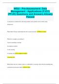 WGU - Pre-Assessment: Data Management - Applications (FJO1) (PFJO) Questions and Answers Already  Passed