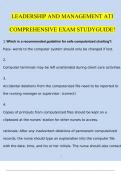 ATI LEADERSHIP AND MANAGEMENT COMPREHENSIVE EXAM STUDYGUIDE | Questions with 100% Correct Answers | Verified | Updated 2024
