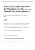 BUS-K 303: Technology and Business Analysis - Indiana University Bloomington Kelley School of Business - Module 4 Quiz Review (Chapters 6-7) exam questions and 100% correct answers 