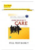 Test Bank for Emergency Care 14th Edition by Daniel Limmer, Michael F. O'Keefe and Edward T. Dickinson, A+ guide | All Chapters Covered