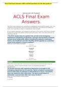 ACLS Final Exam Answers 100% verified questions for the best grade A+