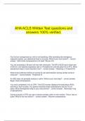   AHA ACLS Written Test questions and answers 100% verified.