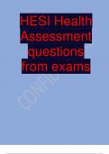 HESI Health Assessment Latest CORRECT WELL VERIFIED QUESTIONS and ANSWERS 2024.A+GUARANTEED