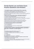  Florida Dental Law and Rules Exam Practice Questions and Answers