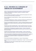 E.O.C. REVIEW CH 2 ORIGINS OF AMERICAN GOVERNMENT EXAM QUESTIONS WITH CORRECT ANSWERS