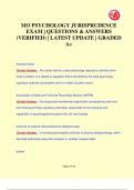 MO PSYCHOLOGY JURISPRUDENCE  EXAM | QUESTIONS & ANSWERS  (VERIFIED) | LATEST UPDATE | GRADED  A+MO PSYCHOLOGY JURISPRUDENCE  EXAM | QUESTIONS & ANSWERS  (VERIFIED) | LATEST UPDATE | GRADED  A+