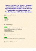 Exam 1: NSG526/ NSG 526 (New 2024/2025 Updates STUDY BUNDLE WITH COMPLETE SOLUTIONS) Clinical Modalities in Advanced Psychiatric Mental Health Nursing Practice Review | Questions and Verified Answers| 100% Correct| A Grade