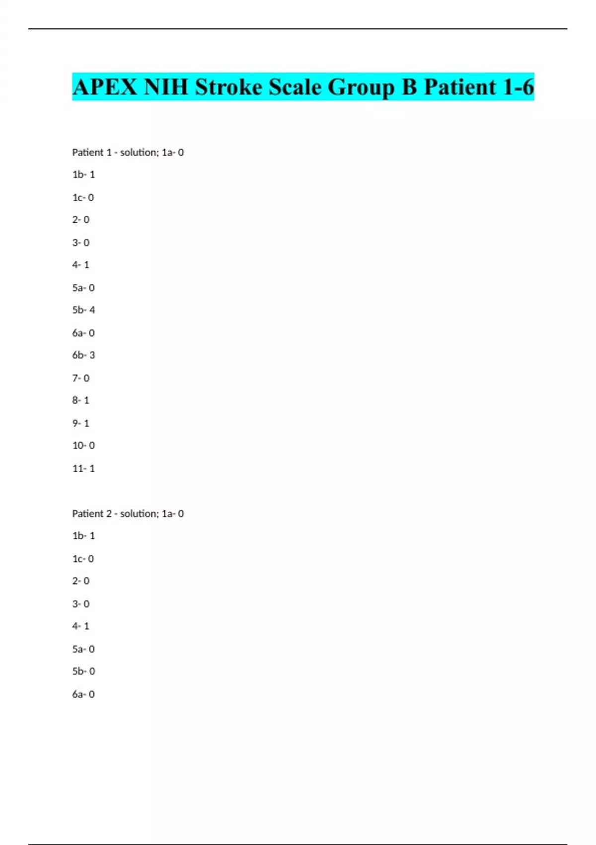 APEX NIH Stroke Scale Group B Patient 1-6 | Latest Update - NIH Stroke ...