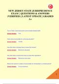 NEW JERSEY STATE JURISPRUDENCE  EXAM | QUESTIONS & ANSWERS  (VERIFIED) | LATEST UPDATE | GRADED  A+