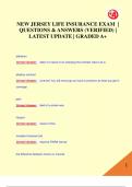 NEW JERSEY LIFE INSURANCE EXAM |  QUESTIONS & ANSWERS (VERIFIED) |  LATEST UPDATE | GRADED A+