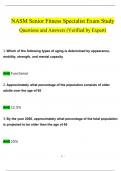 NASM Senior Fitness Specialist Exam Study Guide Questions and Answers (2024 / 2025) (Verified Answers)