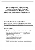 Test Bank Varcarolis' Foundations of  Psychiatric-Mental Health Nursing A  Clinical 9th Edition by Margaret Jordan  Halter |Test Bank|Chapter 1-36 UPDATED 