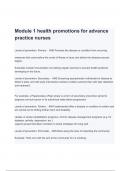 Advanced Practice Module 1 health promotions Exam Questions and Correct Answers Newest Update